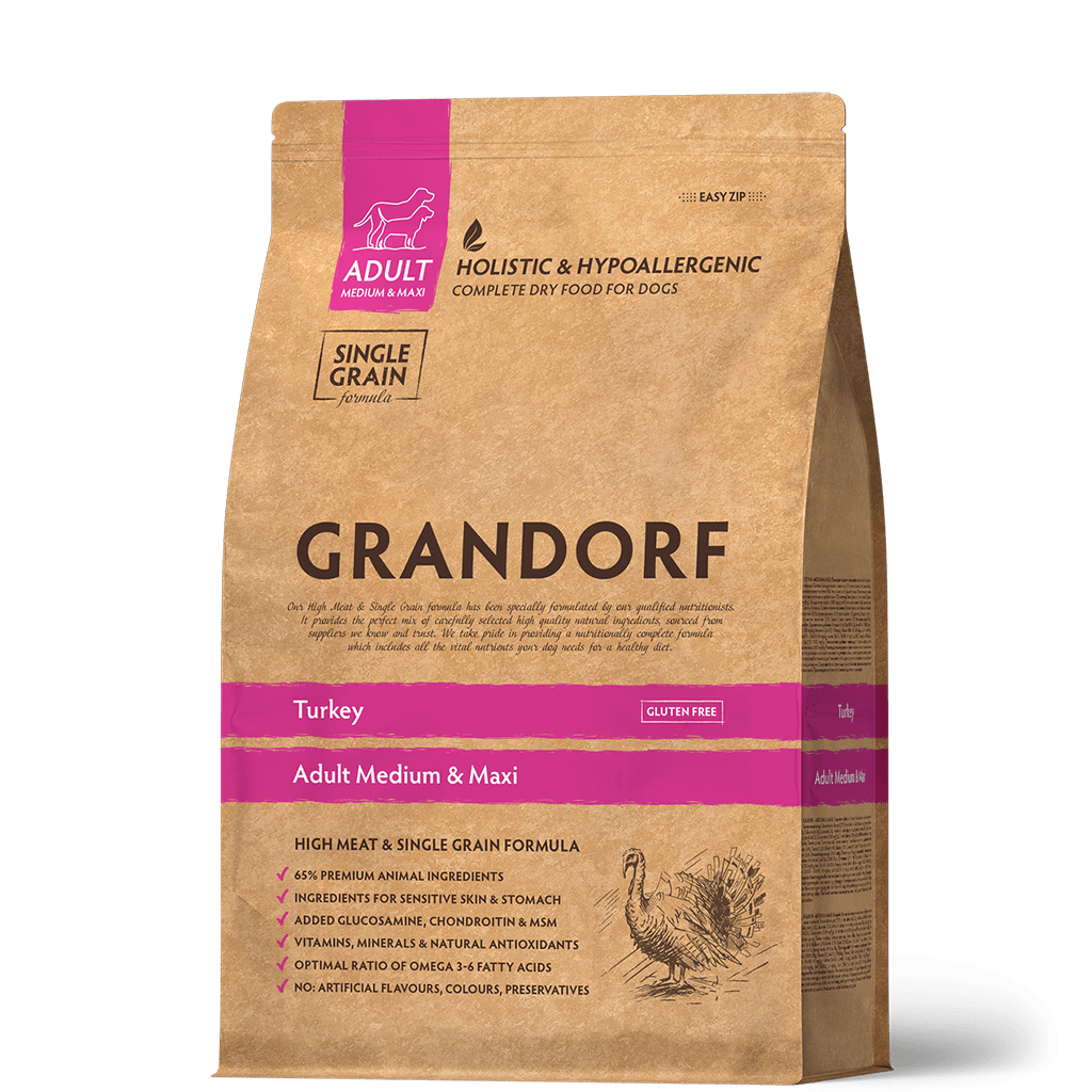 Grandorf Turkey  -  Adult Medium & Maxi Breeds Dog 3kg - طعام الكلاب