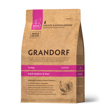 Grandorf Turkey  -  Adult Medium & Maxi Breeds Dog 3kg - طعام الكلاب