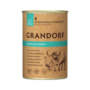 Grandorf Buffalo & Turkey  -  Adult Dog 400g - طعام معلب الكلاب