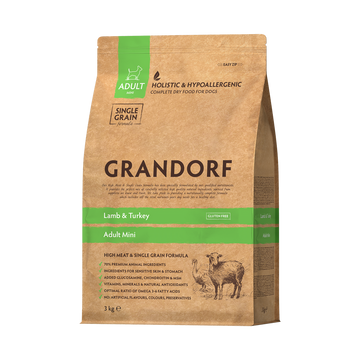 Grandorf Lamb & Turkey  -  Adult Mini Breeds Dog 3kg - طعام الكلاب