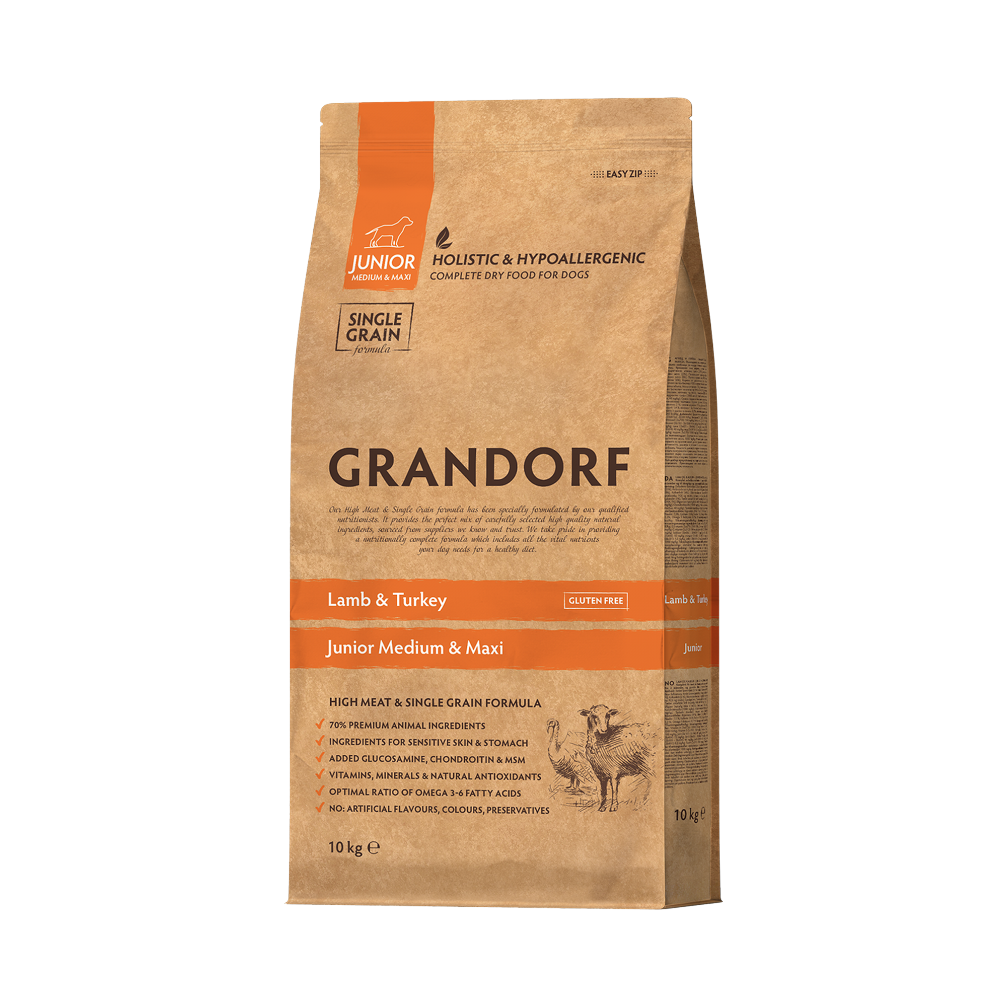 Grandorf Lamb & Turkey  -  Junior Medium & Maxi Dog 10kg - طعام الكلاب