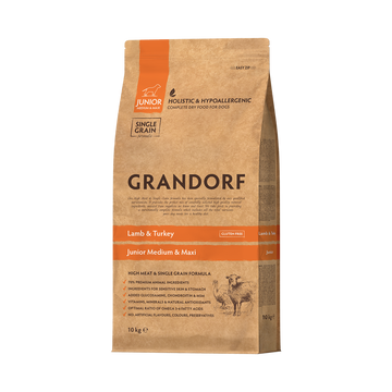 Grandorf Lamb & Turkey  -  Junior Medium & Maxi Dog 10kg - طعام الكلاب