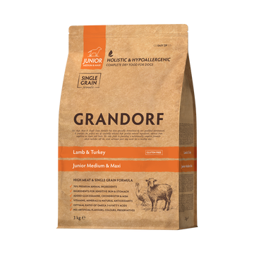 Grandorf Lamb & Turkey  -  Junior Medium & Maxi Dog 3kg - طعام الكلاب