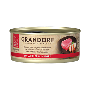 Grandorf Tuna Fillet & Shrimps - 70g Pack of 6 - طعام معلب للقطط