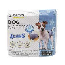 Croci Nappy Diaper Jeans Dog - كبير - حفاضات جينز للكبار - مقاس كبير - مستلزمات العناية والعناية والرعاية