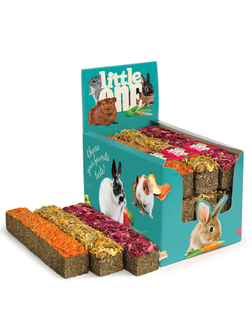 Little One Stick from meadow grasses with topping, assorted (carrot, marigold, rose) 85gm - طعام للحيوانات الصغيرة