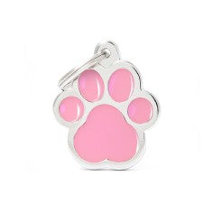 Classic Big Pink Paw ID Tag - MyFamily - ميدالية التعريف