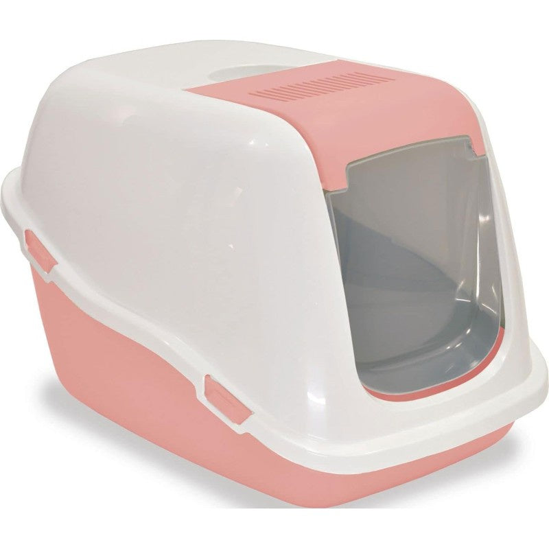 Farm Company Ella Comfort cat litter tray with door and filter Salmon Pink - 57x39x41 cm - اكسسوارات القطط