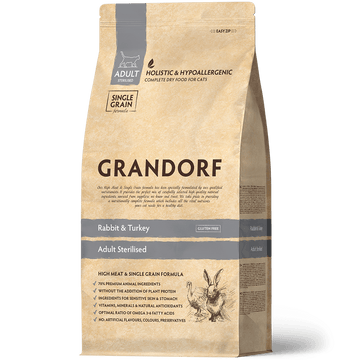 Grandorf Rabbit & Turkey - Adult Sterilized Cat 8kg - طعام جاف للحيوانات الأليفة