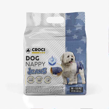 Croci Nappy Diaper Jeans Dog - مقاس متوسط ​​- حفاضات جينز للكلاب الكبيرة - مقاس متوسط ​​- مستلزمات العناية والعناية والرعاية