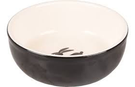 Feeding Bowl Small Animal Nala Ceramic Black-White 13.3X13.3X4.6cm 400ml - مستلزمات الطعام للحيوانات الصغيرة