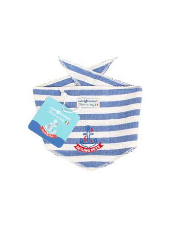 Sailing Pet collection cotton bandana made in Italy white/blue S/M 53x14cm - اكسسوارات الكلاب