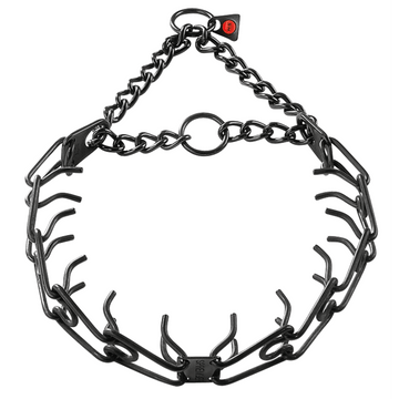 ULTRA-PLUS Training Collar with Center-Plate and Assembly Chain - Stainless Steel Black, 3.2mm 58cm / 23" - طوق للكلاب