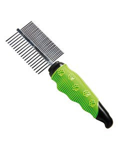 18+35 teeth double side comb with rubber soft grip - مستلزمات الحيوانات الأليفة